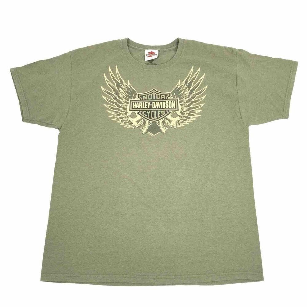 2013 Harley Davidson TX Hog Short Sleeve T-Shirt Large Mens Green Motorcycle